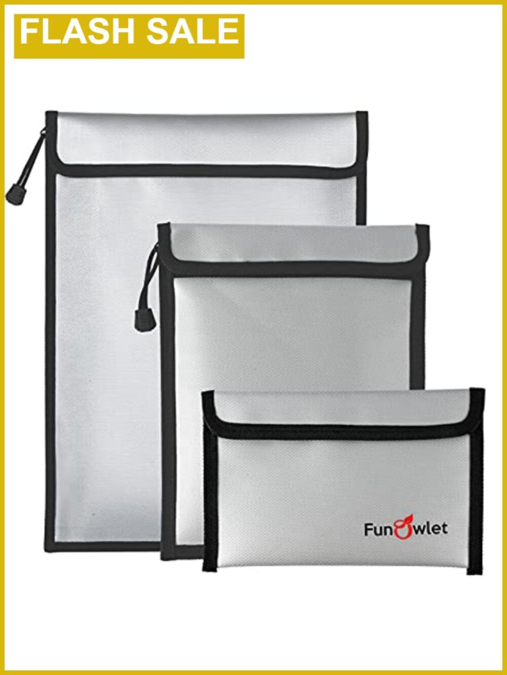 Fireproof Waterproof Document Bag 3 Pack Silicone Coated Fiberglass Safe Pouch